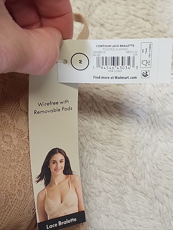 • NWT No Boundaries Women's Contour Lace Bralette Size Medium Toasted Almond - Picture 6 of 8